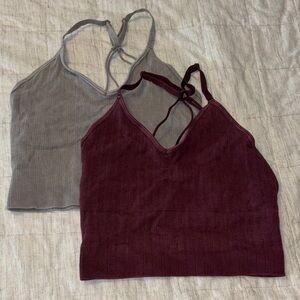 Women's Bralettes - Gray and Burgundy